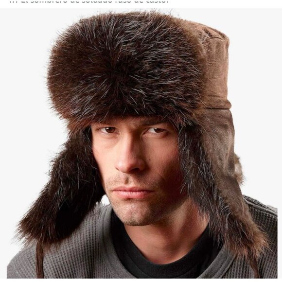 Vintage Russian Aviator Hat With Fur Trim & Quilted Lining - Picture 5 of 13